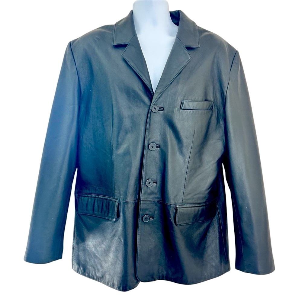 Guide Gear Men’s Black Leather Blazer Jacket Size L Classic Western